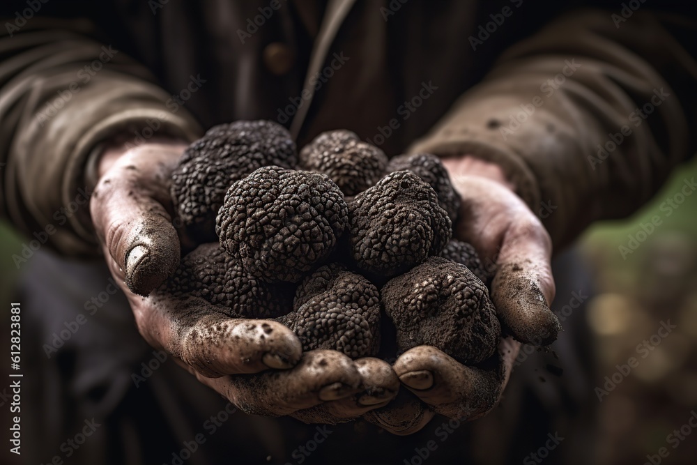 hands of vegetables truffle, generated with AI hands of vegetables truffle, generated with AI