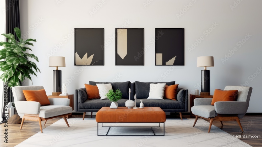 Modern minimalistic living room. Generative AI Modern minimalistic living room. Generative AI