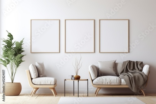 Inspiring Interior Mockups with Empty Frames  generative AI