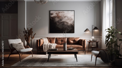 Modern minimalistic living room. Generative AI