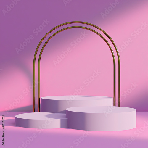 3D Empty 80s Retro Pink/ Purple Product Mockup, Display, Product Staging for Photoshop, Ecommerce, Promo, Marketing