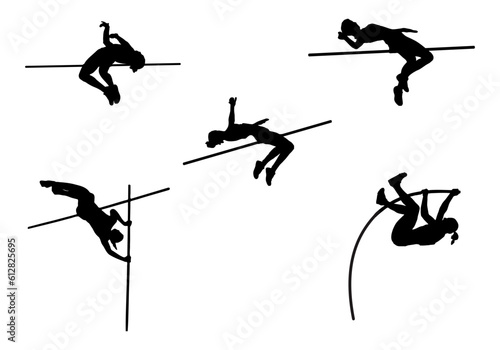 black and white illustration of a high jump