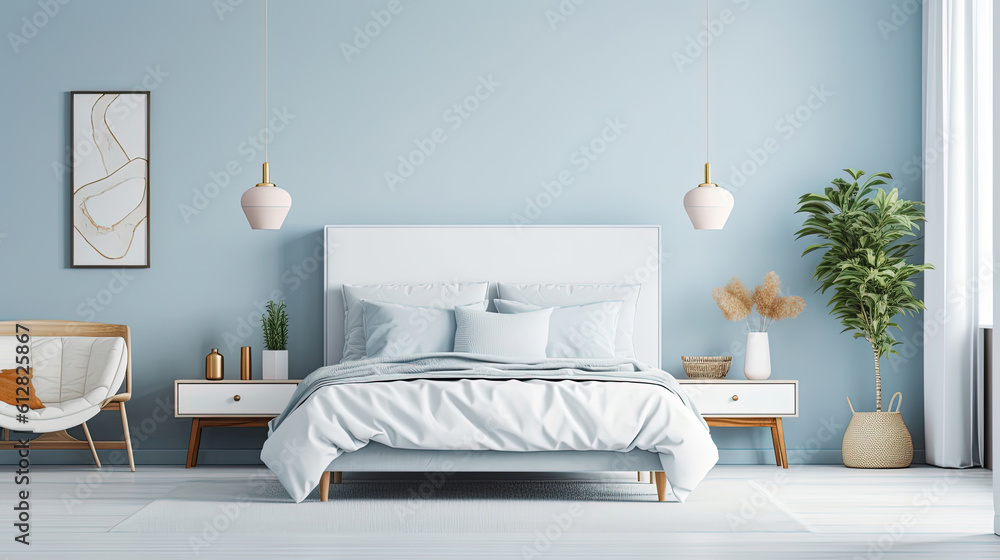 Design interior a cozy bedroom with beautiful colour walls Design interior a cozy bedroom with beautiful colour walls