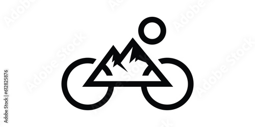 logo design bike and mountain icon vector illustration