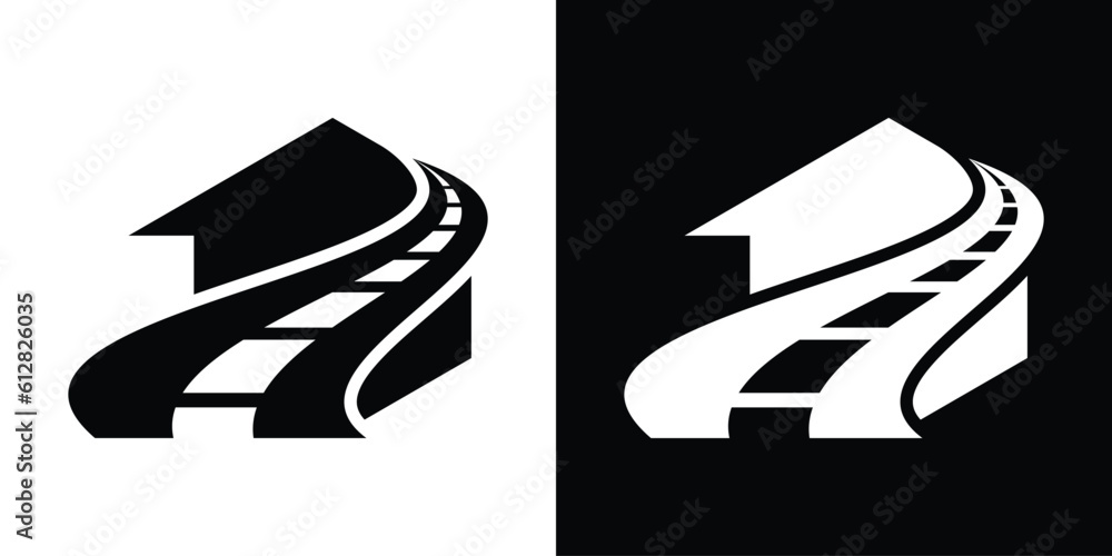 logo design road and home icon vector illustration logo design road and home icon vector illustration