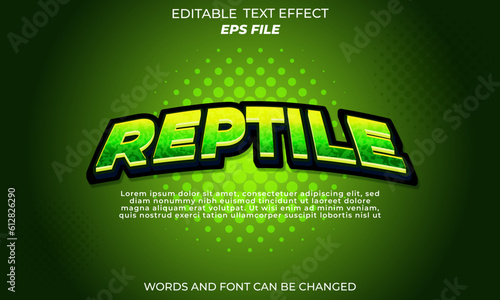 reptile text effect, font editable, typography, 3d text. vector template