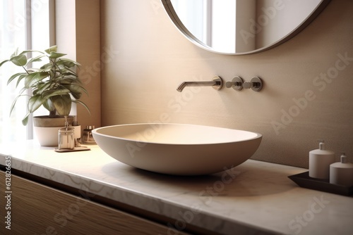modern bathroom sink close up  minimal style  contemporary design  generative AI