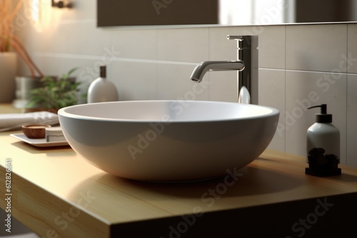 modern bathroom sink close up  minimal style  contemporary design  generative AI