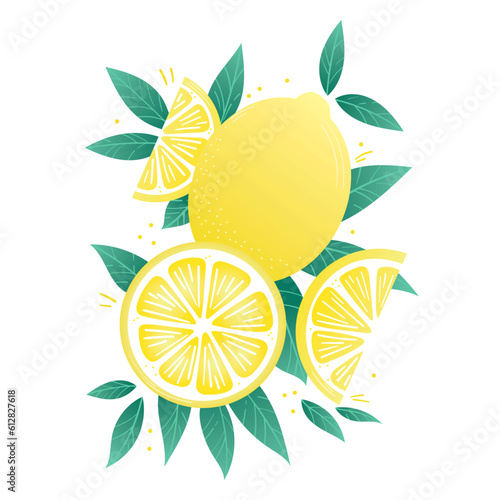 Lemon vector clip art, tropical fruit illustration