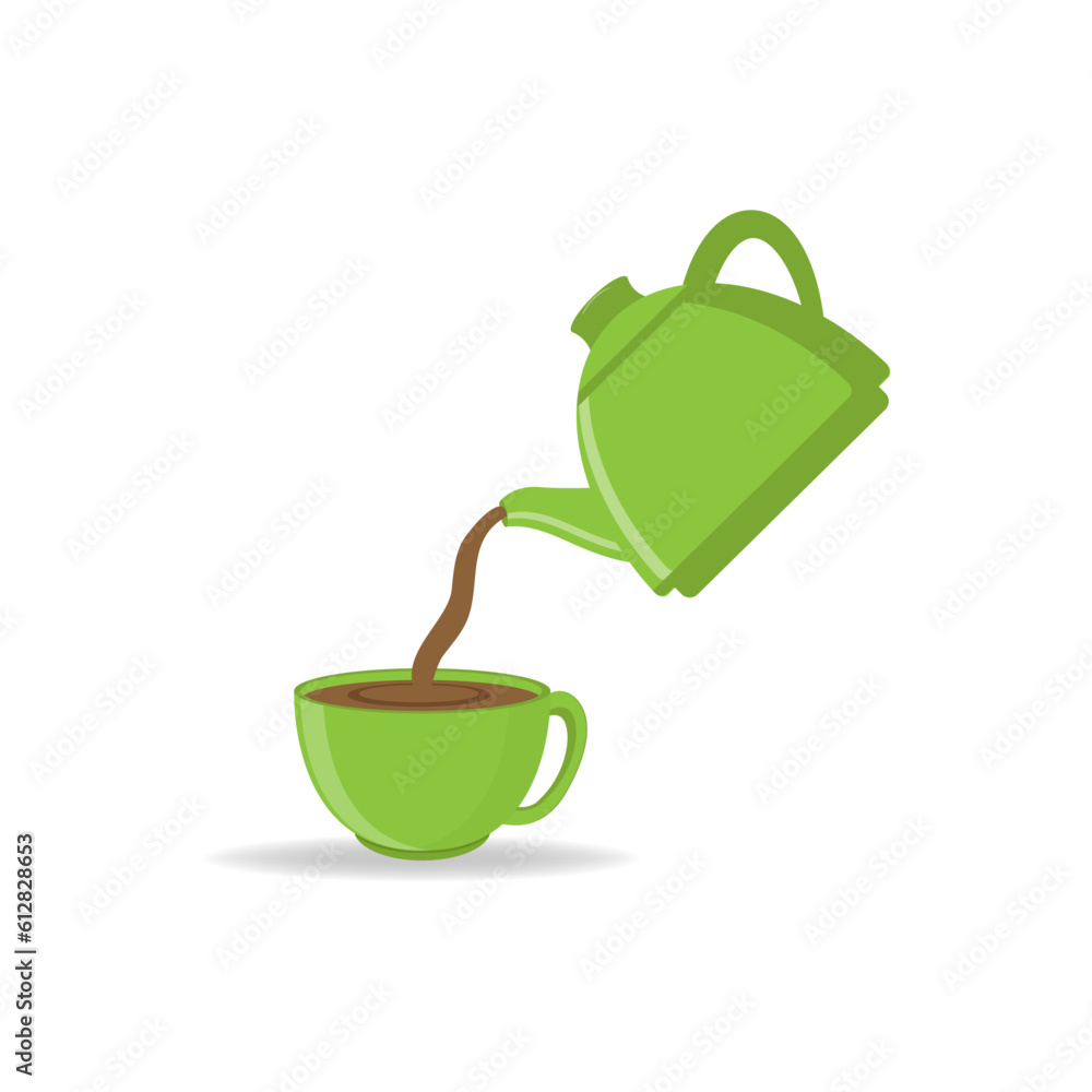 Pouring tea from a teapot into a cup