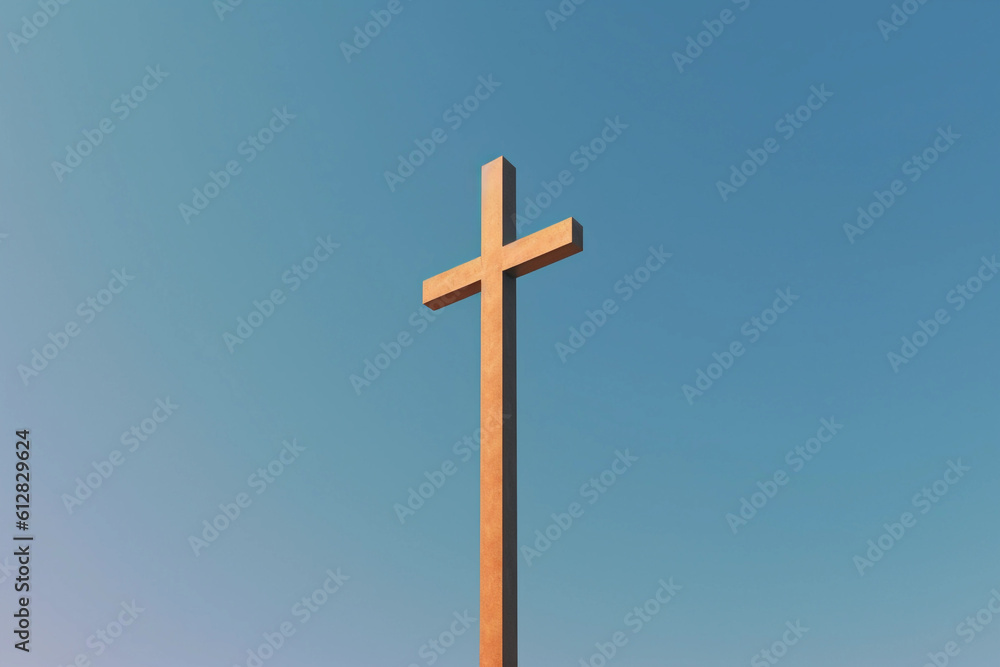 Cross in a blue and clear sky.Image ai generate Image ai generate Cross in a blue and clear sky.Image ai generate Image ai generate