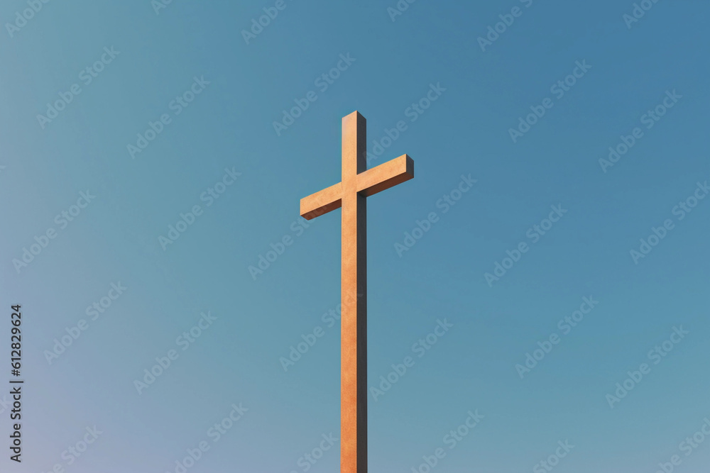 Cross in a blue and clear sky.Image ai generate Image ai generate