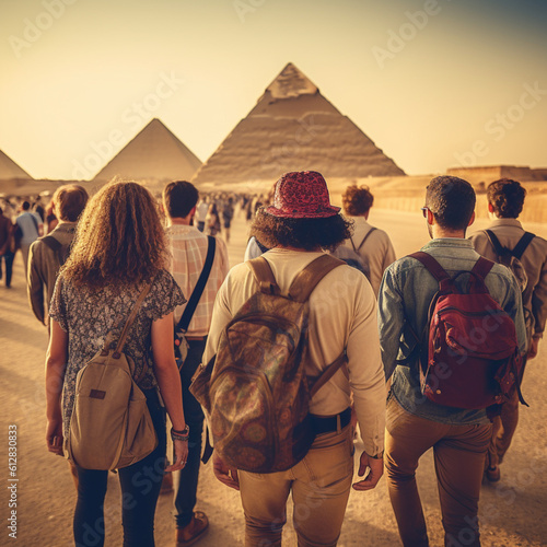Tourists in Egypt. Generative AI.