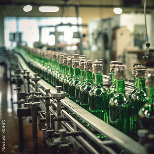 Bottle bottling plant. Generative AI.