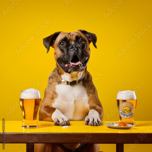Dog with a beer. Generative AI. © DALU11