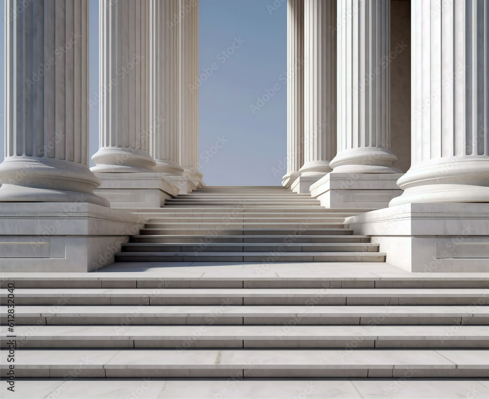 The row of classical columns with steps The row of classical columns with steps