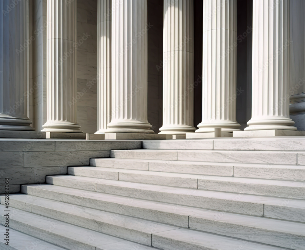 The row of classical columns with steps The row of classical columns with steps