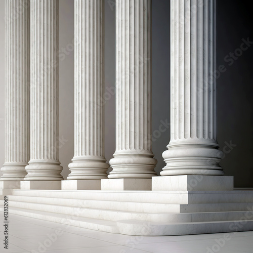 The row of classical columns with steps