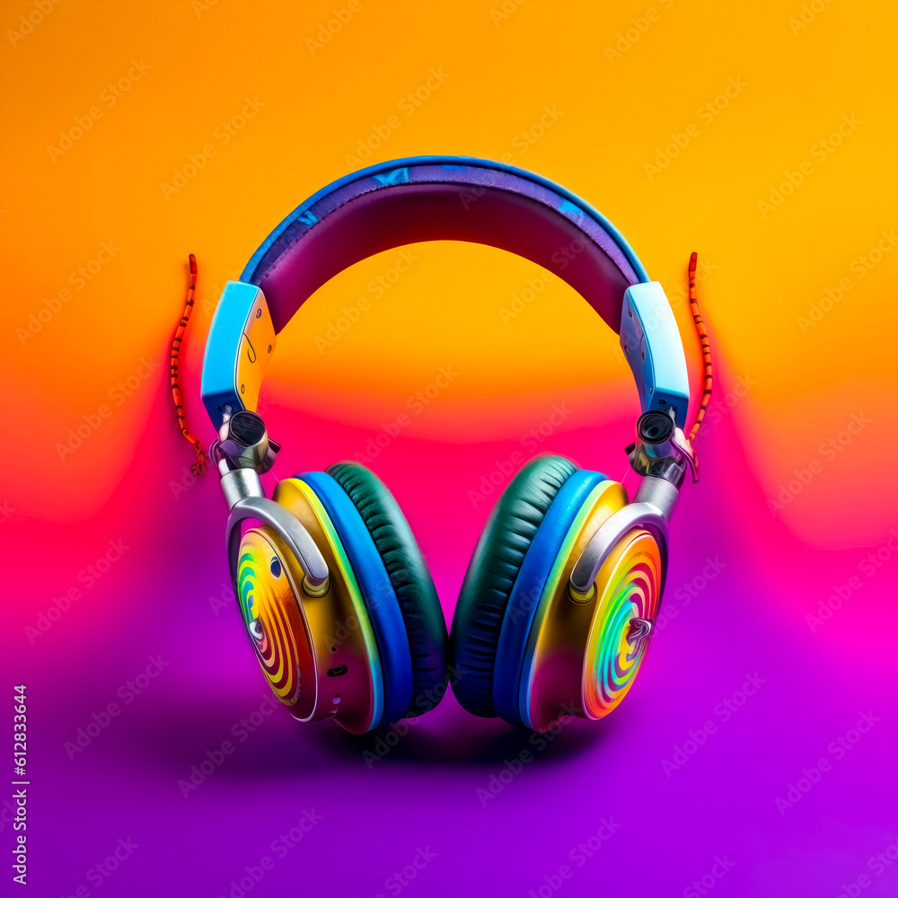 vibrant color headphone in the center vibrant color headphone in the center