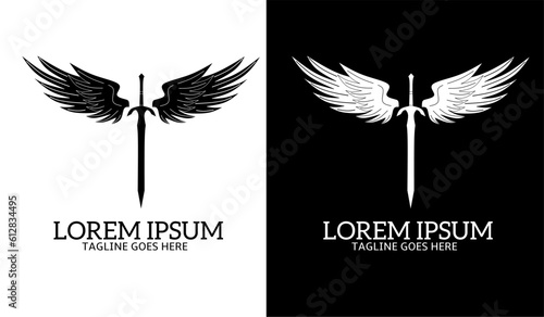 Illustration vector graphic of logo template sword angel