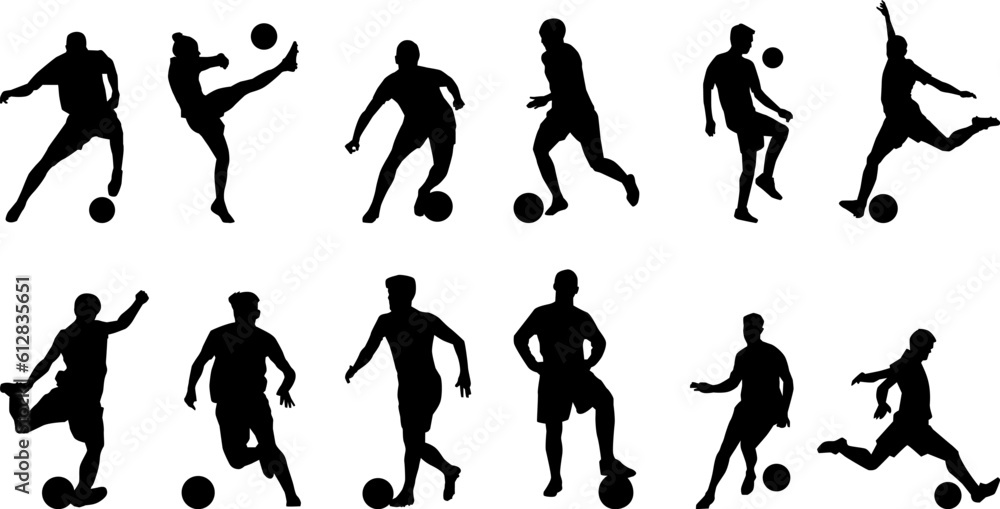 set of silhouettes of people football set of silhouettes of people football