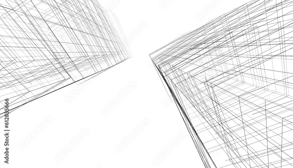 Abstract buildings. Architectural background 3d illustration