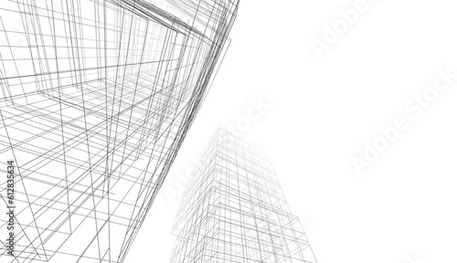 Abstract buildings. Architectural background 3d illustration © Yurii Andreichyn