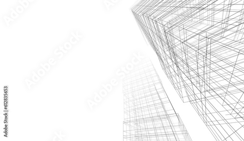 Abstract buildings. Architectural background 3d illustration