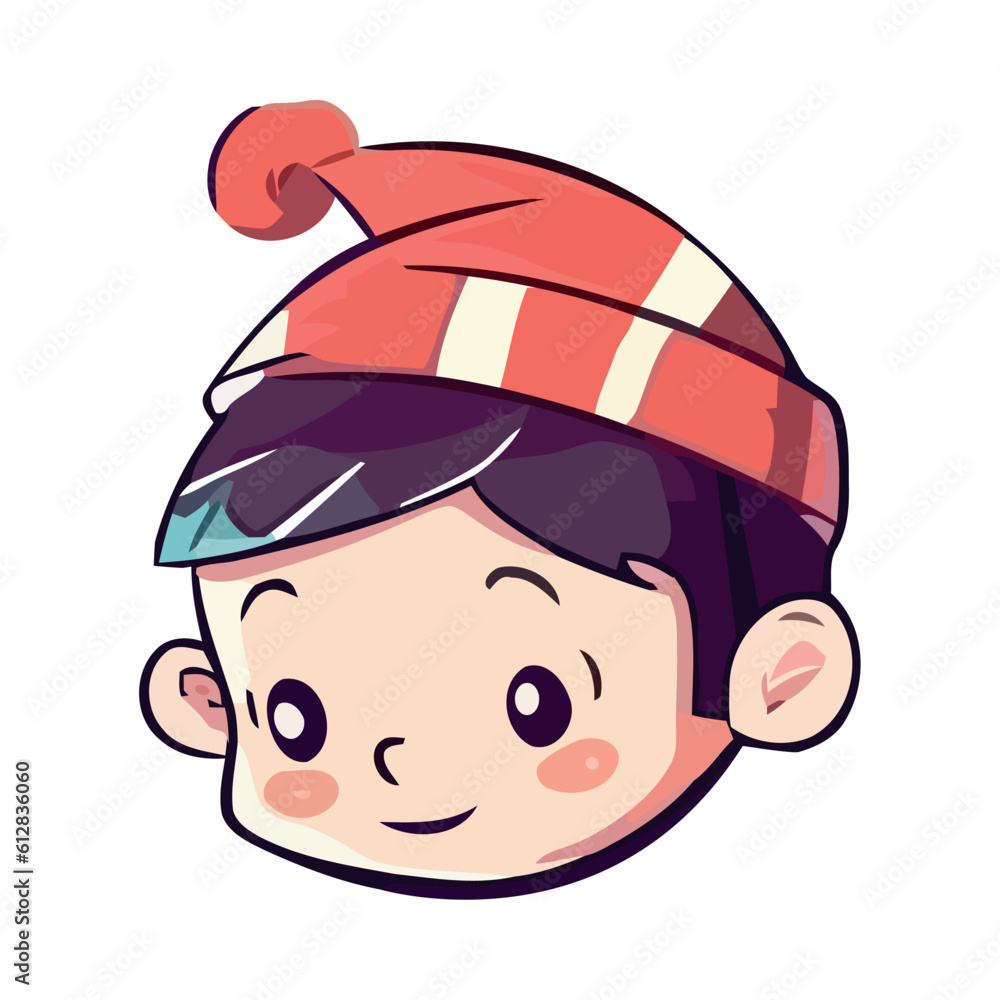 Cheerful winter elf mascot smiling with cap Cheerful winter elf mascot smiling with cap