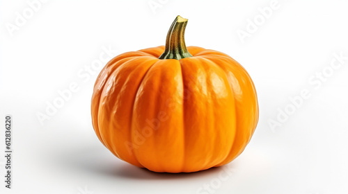 normal ripe orange pumpkin on white background, AI generated