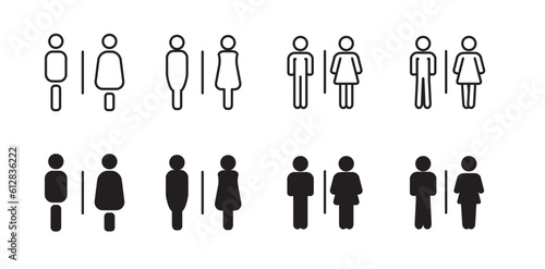 Simple set of toilet icon, male and female icon vector. wc icon set.