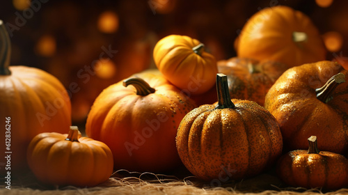 a bunch of ripe picked orange pumpkins created by AI