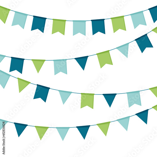 Fanions - Drapeaux - Guirlande - Banderoles festives et colorées pour la fête - Décoration - Éléments vectoriels éditables - Enfant