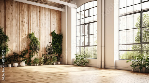 modern apartment interior in light colors  natural materials  eco concept  cozy with many house plants copy space  mockup