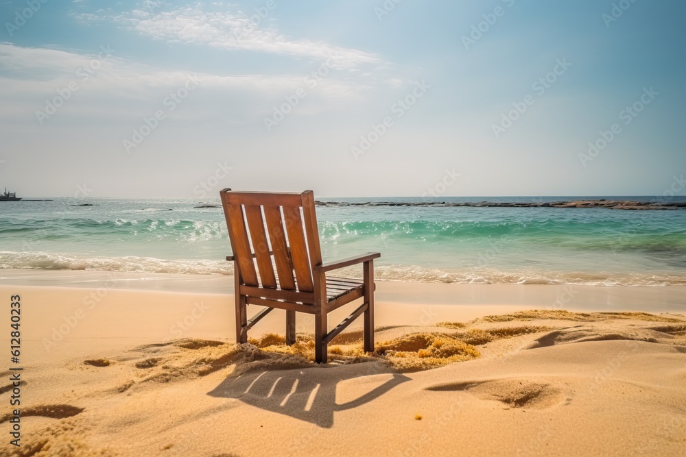 photo chair on the beach. Generative AI