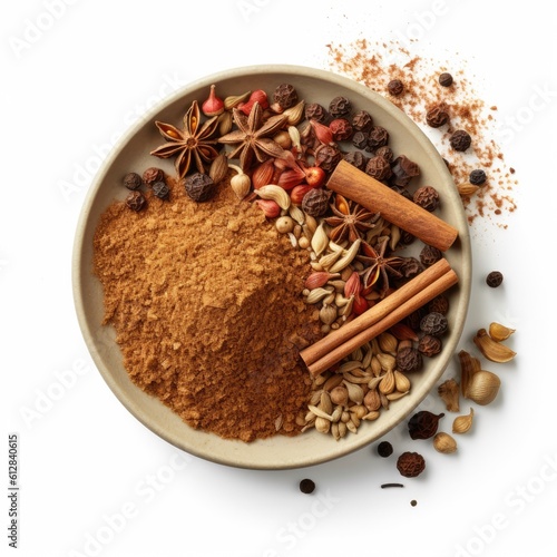 Five-spice powder isolated on white background. Generative AI