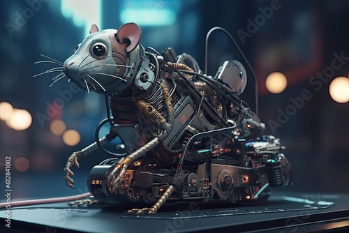 Futuristic cyberpunk robot animal. Generative AI photo