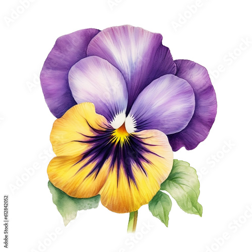 Beautiful Pansy in pencil color illustration png clip art AI generate no background 