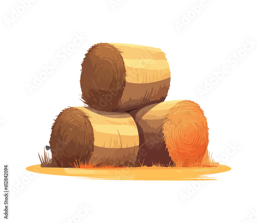 stack bale hay in farm