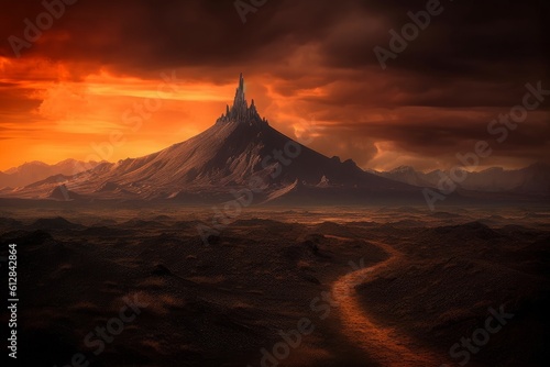 Concept art illustration of Mordor land, Generative AI © Imagery Innovators