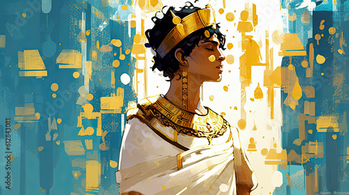 Colorful painting art portrait of Joseph in Egypt. Old testament. Christian illustration.