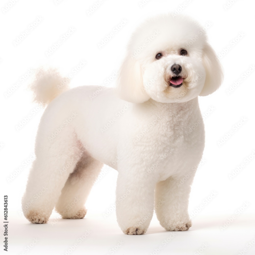 Bichon Frise dog isolated on white background. Generative AI