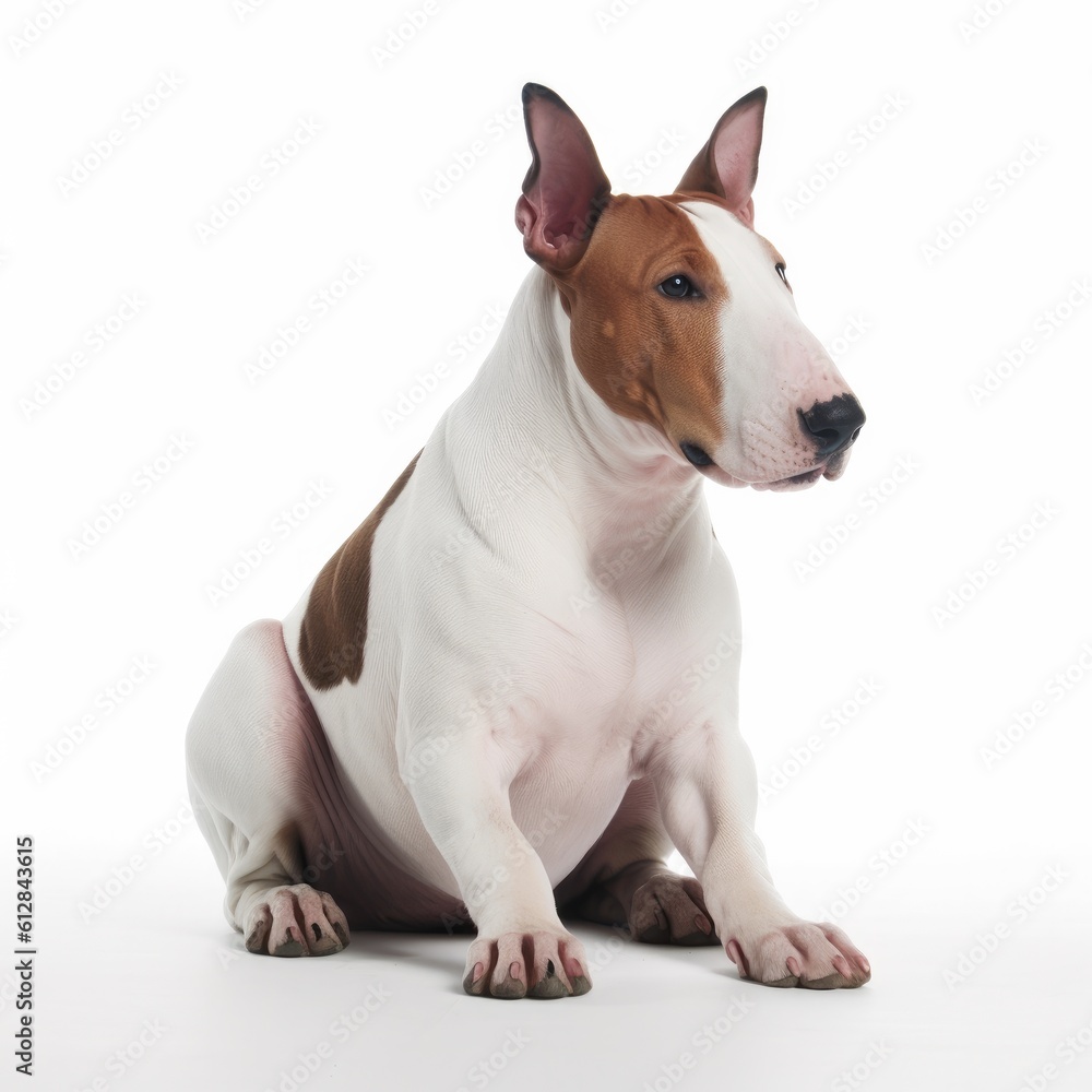 Bull Terrier dog isolated on white background. Generative AI