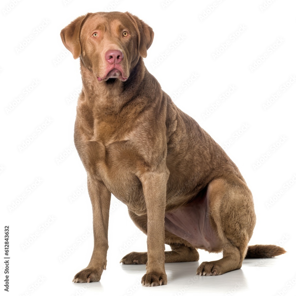 Chesapeake Bay Retriever dog isolated on white background. Generative AI Chesapeake Bay Retriever dog isolated on white background. Generative AI
