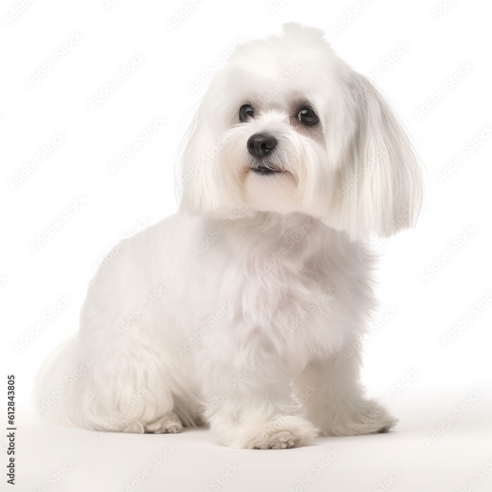Maltese dog isolated on white background. Generative AI Maltese dog isolated on white background. Generative AI