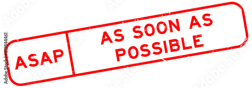Grunge red ASAP as soon as possible word square rubber seal stamp on white background
