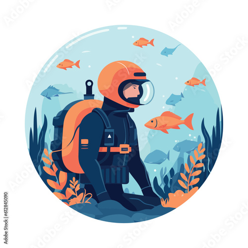 Deep sea adventure scuba diving with fish
