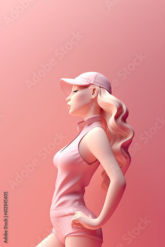 Woman in sport. Concept of healthy lifestyle, professional sport, hobby. Use for fitness, wellness, sport competitions, other activities identity. On pink background