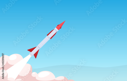 Military rocket. A long-range technological precision weapon with a rocket engine. Cruise and ballistic missiles. Vector illustration