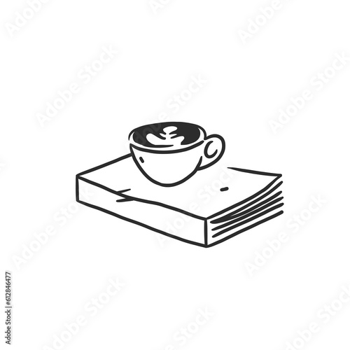 Drawn vector abstract graphic doodle simple minimalistic line illustrations collection with brewing coffee,preparing coffee drinks. Coffee vector drawing icon isolated.Coffee and book design concept.